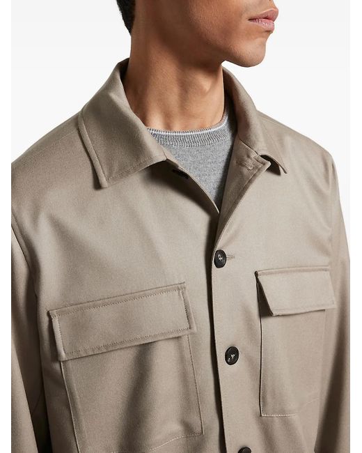 Peserico Gray Double-Pocket Button-Front Jacket for men