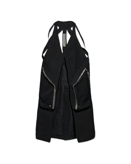 Rick Owens Black Temple Zip-Up Vest for men