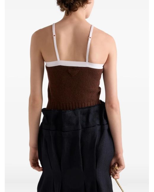 Top de punto con tiras ajustables Prada de color Brown