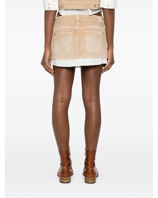 7 For All Mankind Natural Button-Fastening Mini Skirt