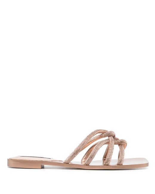 Steve Madden Pink Glass Crystal-Embellished Flat Sandals