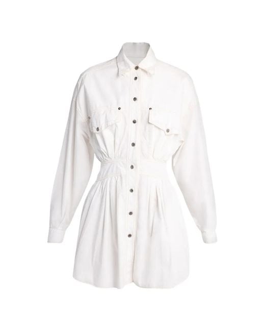 Versace White Contrast-Stitch Shirt Mini Dress