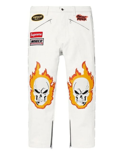 Supreme Flame Skull Hose mit Kette in White für Herren