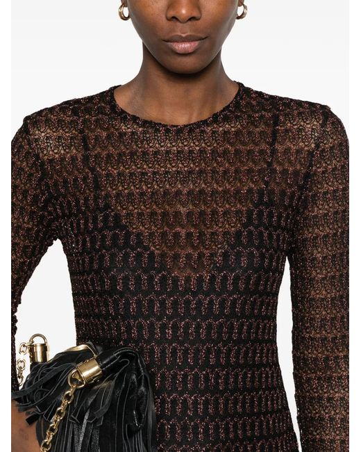 Missoni Brown Open-Knit Mini Dress