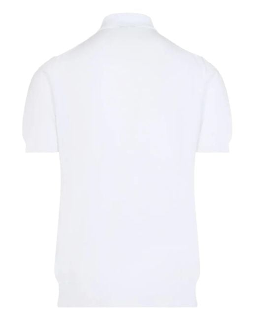 Kiton White Cotton Polo Shirt for men