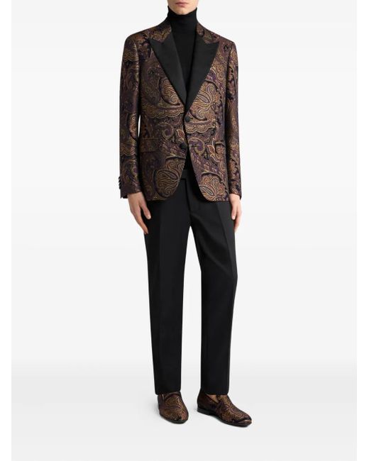 Etro Black Single-Breasted Blazer for men