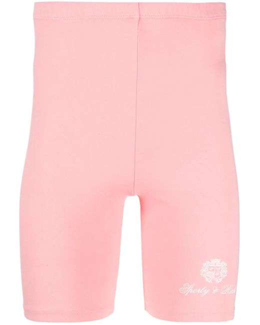 Sporty & Rich Pink Logo-Print Cycling Shorts