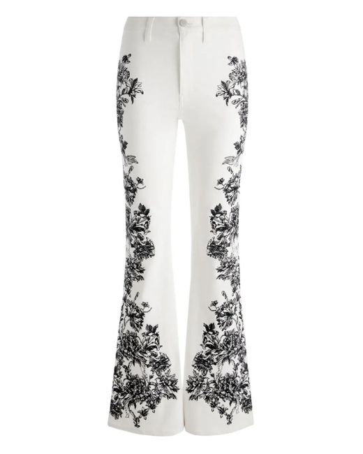 Alice + Olivia White Ausgestellte SB Hose mit Blumen-Print