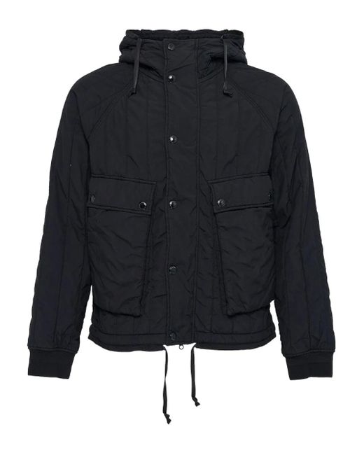 C P Company Black Goggle Hooded Quilted Jacket for men