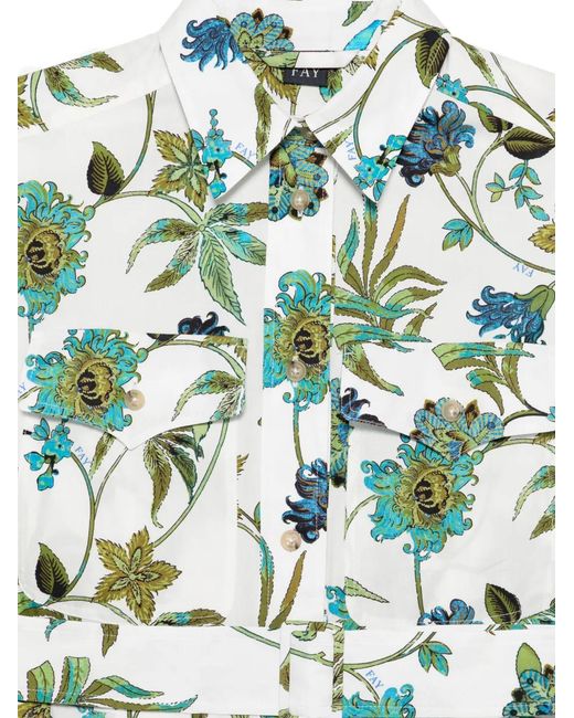 Fay Green Floral-Pattern Dress
