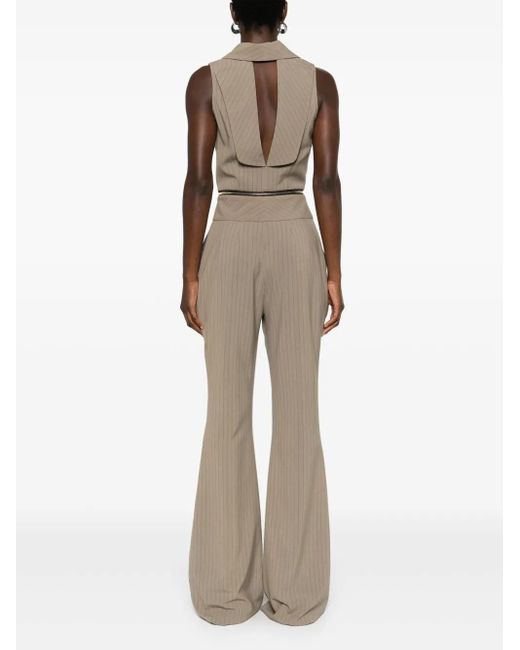 MITILIANE COUTURE Natural Striped Zipped Jumpsuit