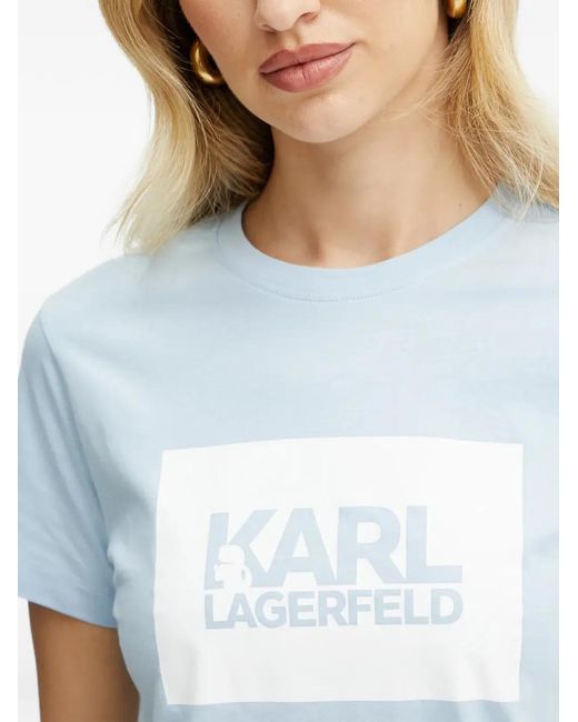 Karl Lagerfeld Blue Logo-Print T-Shirt