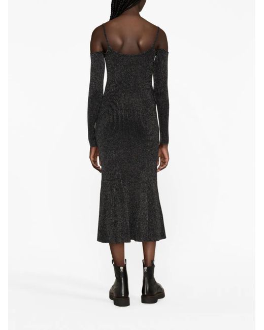 Versace Jeans Couture Black Logo Cut-Out Midi Dress