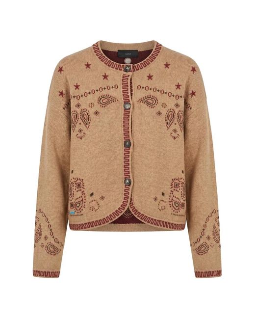 Alanui Brown Bandana Jacquard Paisley-Intarsia Wool Cardigan