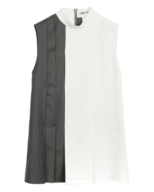 Ports 1961 White Asymmetrical Panelled Blouse