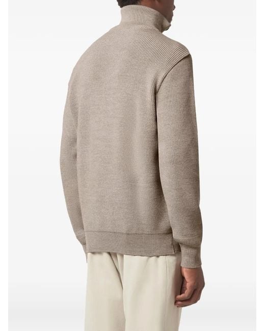 Paul & Shark Gray Half-Zip Ribbed-Knit Sweater for men