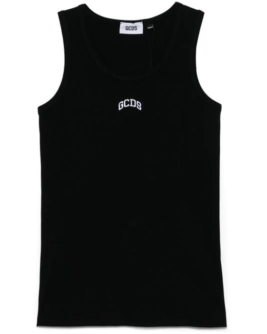 Gcds Black Logo-Embroidered Tank Top