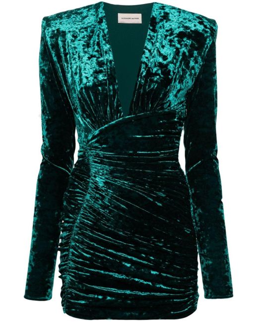 Alexandre Vauthier Green Crushed Velvet Mini Dress