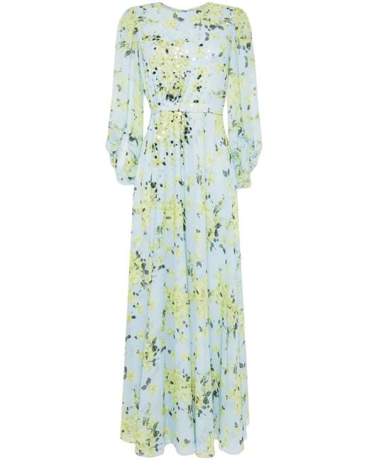 Sachin & Babi Green Bianca Chiffon Gown