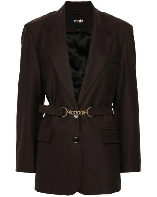 Blazer Con Cinturón Maje de color Black