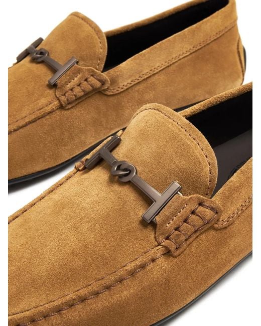 Tod's Brown T-Ring Suede Loafers for men