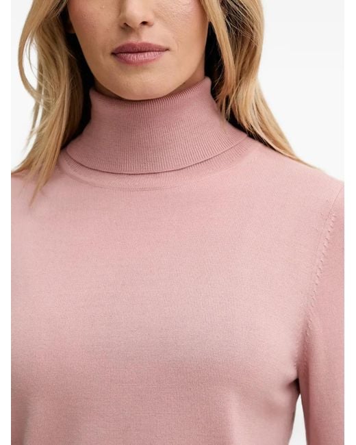 Paul Smith Pink Turtleneck Striped-Trim Sweater