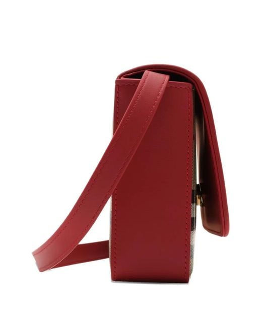 Burberry Natural Hampshire Check Leather Trim Bag