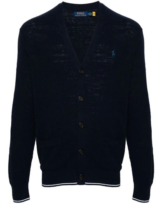 Polo Ralph Lauren Blue Polo Pony-Embroidery Cardigan for men