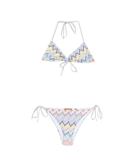 Missoni White Zigzag-Knit Triangle Bikini