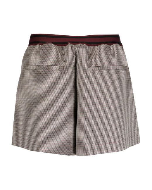 Marni Gray Logo-Waistband Checked Shorts