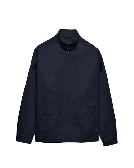Prada Blue Stand-Up Collar Triangle-Logo Jacket for men