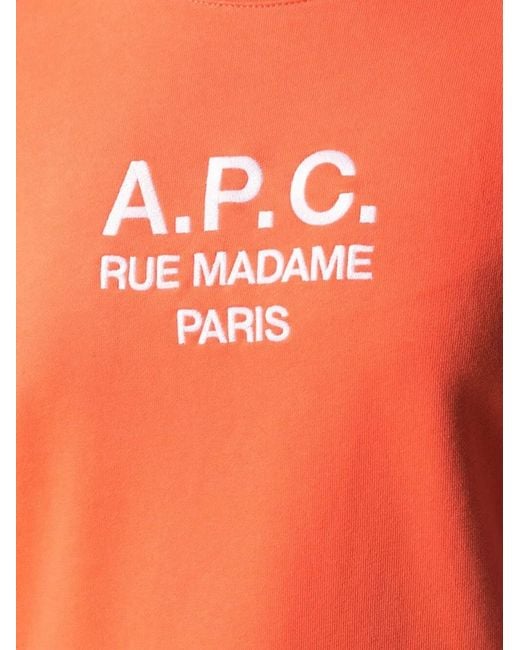 A.P.C. Orange Sweat À Logo Brodé