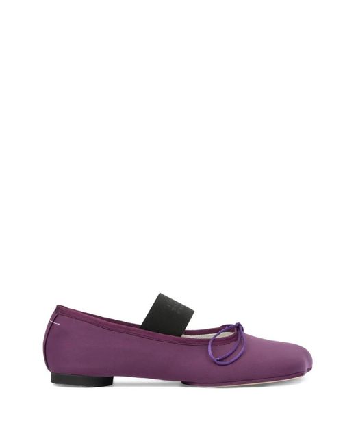 MM6 by Maison Margiela Purple Anatomic Numeric Bow-Detail Ballet Flats