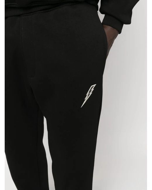 Neil Barrett Black Embroidered-Logo Jogging Trousers for men