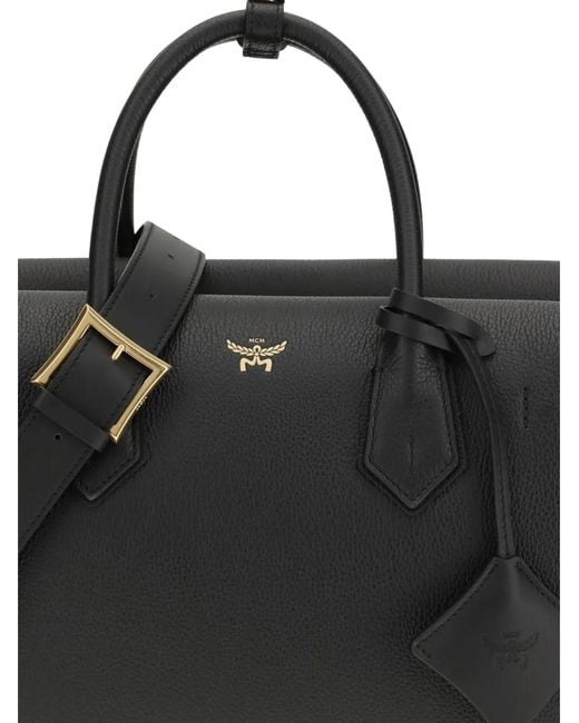 MCM Black Sac Cabas Milla Format Moyen En Cuir