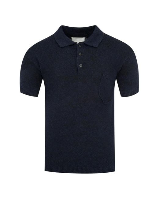 Maison Margiela Blue Short-Sleeved Polo Shirt for men