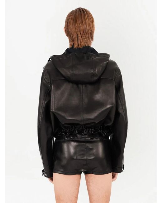 Ferragamo Black Napa Leather Bomber Jacket for men