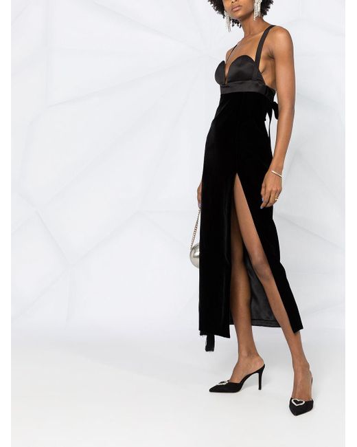 Saint Laurent Kleid Mit Seitlichem Schlitz In Schwarz Lyst