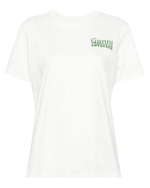 Ganni T-shirt Met Logoprint in het White