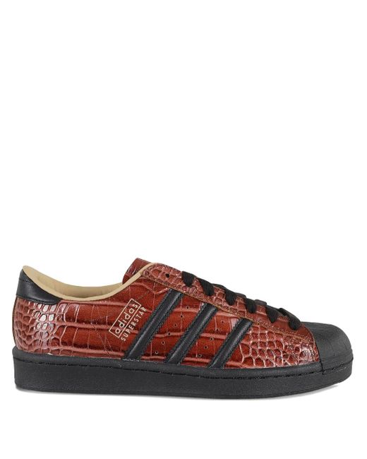 Adidas Brown Superstar Embossed Sneakers