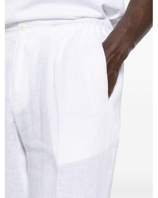 Kiton White Mid-rise Linen Trousers for men
