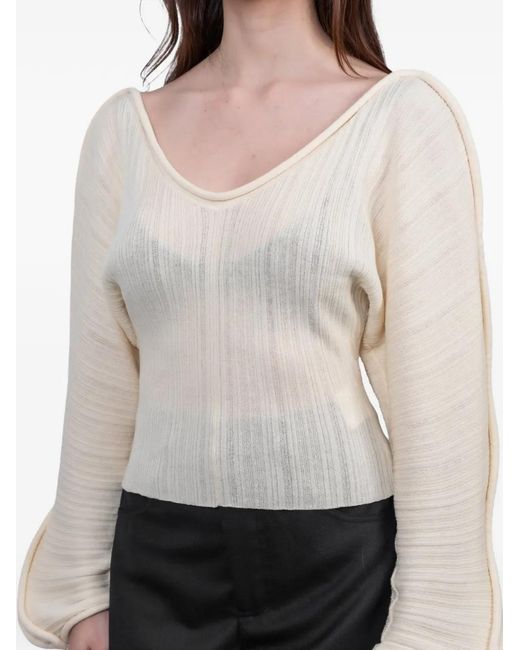 Séfr Natural V-Neck Long-Sleeve Top