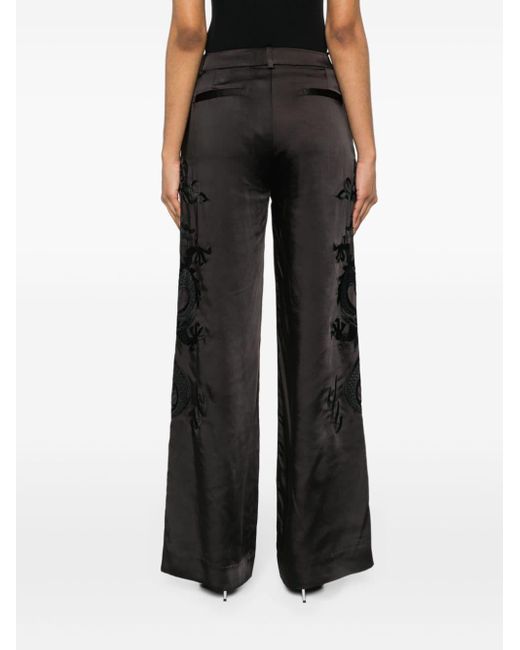 P.A.R.O.S.H. Black Dragon-embroidered Straight Trousers