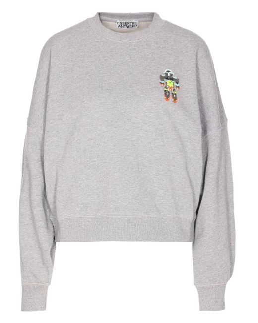 Essentiel Antwerp Gray Beaded-Robot Sweatshirt