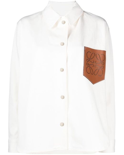 Loewe White Logo-patch Shirt Jacket