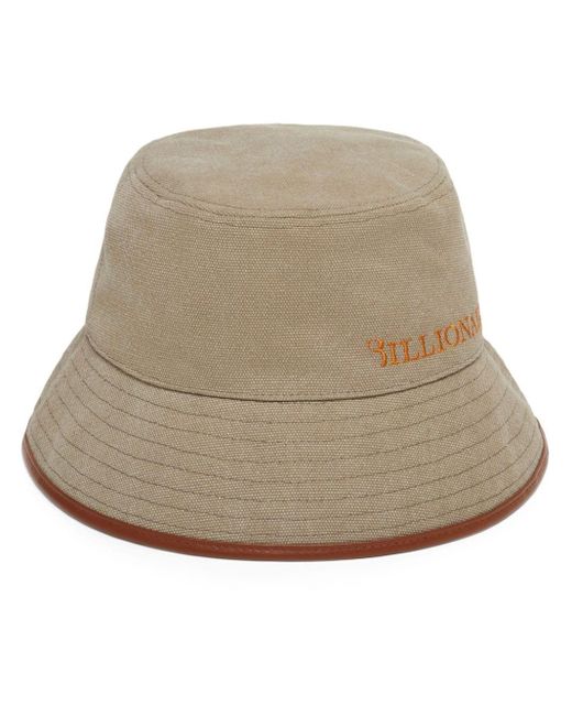 Billionaire Natural Logo-embroidered Canvas Bucket Hat for men