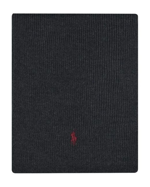 Polo Ralph Lauren Black Logo-Embroidered Scarf