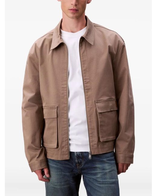 Calvin Klein Brown Pocket Zip Jacket for men