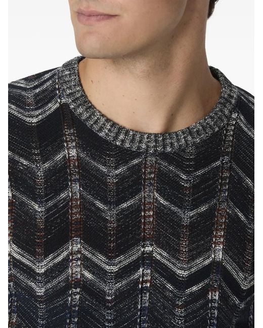 Missoni Black Chevron-Pattern Crew-Neck Sweater for men
