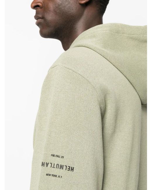 Helmut Lang Green Zip-Up Drawstring Hoodie for men